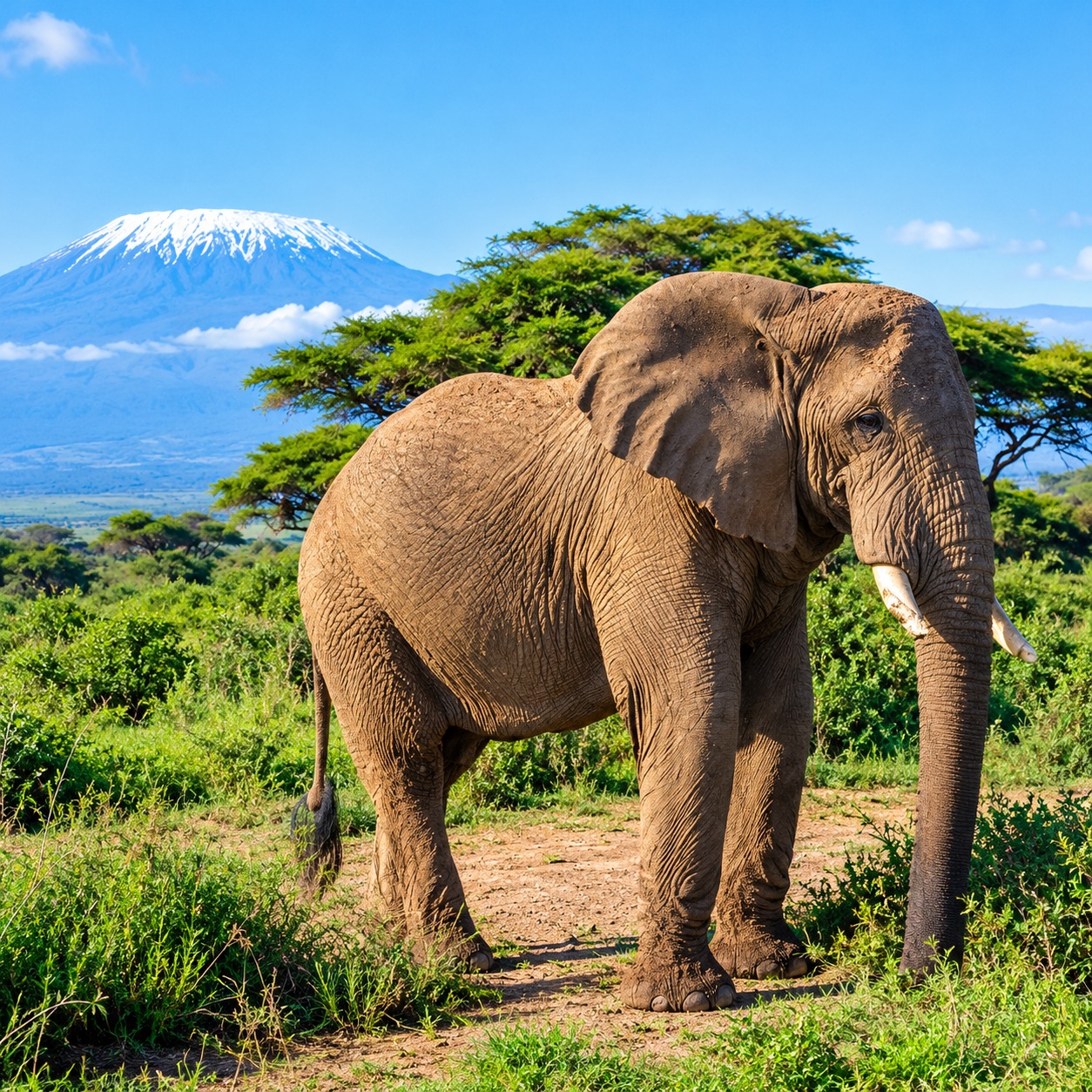 Red elephants of Tsavo East National Park